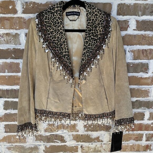 VTG Pamela McCoy‎ Western Jacket Leather Women's Brown Embellished Size S NWT - Picture 2 of 13